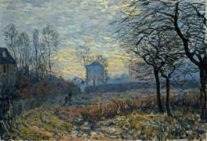 Photograph of a painting by the French Impressionist, Alfred Sisley.