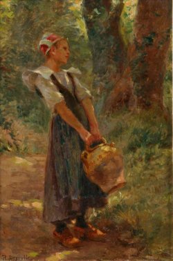 Photograph of a Breton a painting by the French artist, Th�ophile Louis Deyrolle.