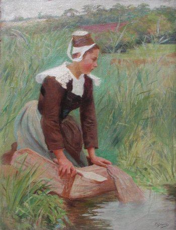 Photograph of a Breton painting by the French artist, Paul Gr�goire.
