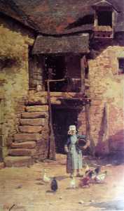 Photograph of a Nathaniel Hill painting forged as a Walter Osborne.