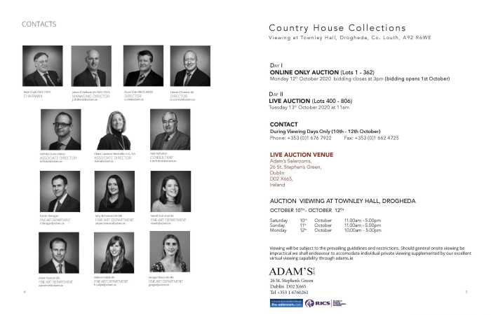 Photograph of a page from an Adam's auction catalogue.